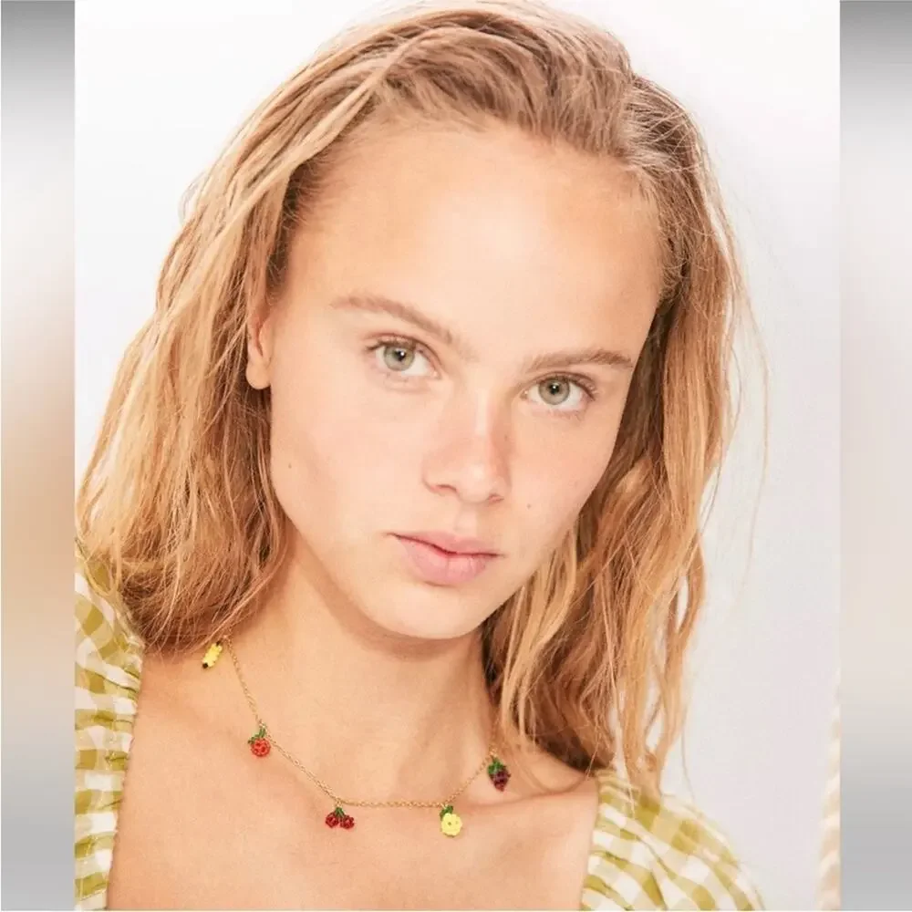 Madewell Fruit Necklace Charm Casual Fun Preppy Gold tone Beaded Charms Summer - Picture 11 of 11